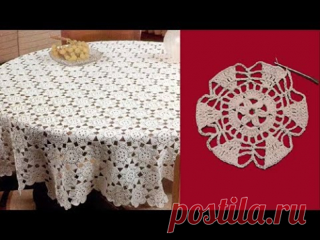 СКАТЕРТЬ ИЗ НЕБОЛЬШИХ КРУГЛЫХ МОТИВОВ КРЮЧКОМ - YouTube
