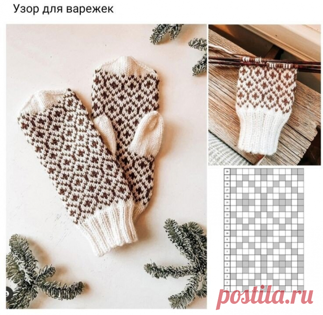 Варежки спицами жаккардом. 15 примеров со схемами узоров | Стильное вязание KNITMILO | Дзен