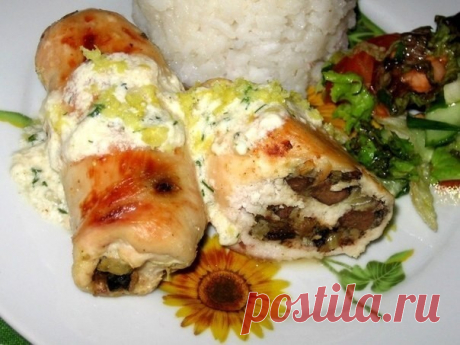 ​Куриные рулеты с черносливом и печенью