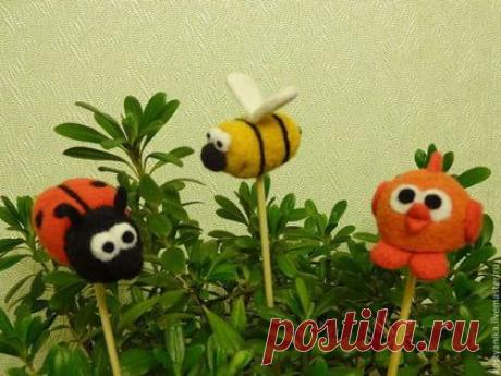 Божья коровка - ярко-красный,божья коровка,сувениры ручной работы,украшения для цветов