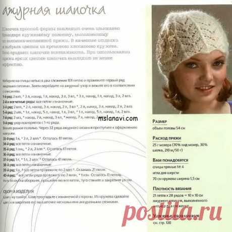 Ажурная шапочка к весне - Вяжем с Лана Ви
