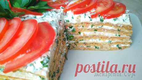 Шикарный мясной торт с брынзой и зеленью!