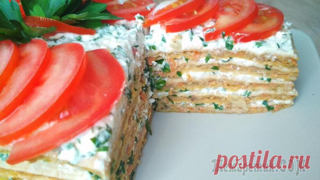 Шикарный мясной торт с брынзой и зеленью!