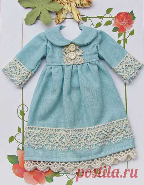 Blythe Pullip Dal Doll Dress Clothe Outfit - Japanese Cotton Fabric Sweet Blue…