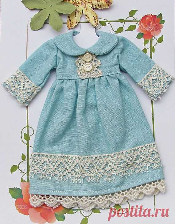 Blythe Pullip Dal Doll Dress Clothe Outfit - Japanese Cotton Fabric Sweet Blue…