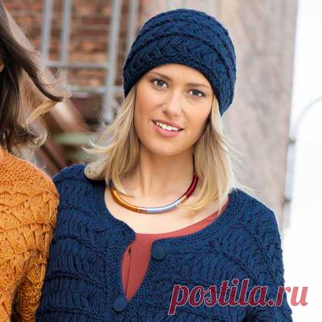 модная женская шапка спицами