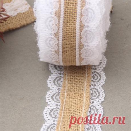 10 м натурального джута Барлеп Гессе Кружево рулона + белый Кружево Винтаж Свадебные украшения партии Аксессуары ремесла Декоративные купить на AliExpress