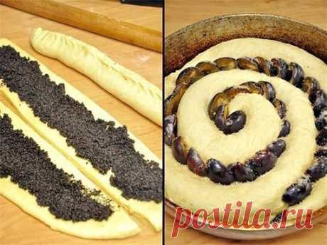Сдобный спиральный пирог с черносливом и маком