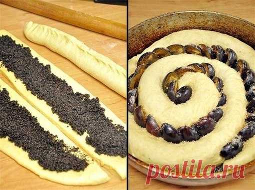 Сдобный спиральный пирог с черносливом и маком