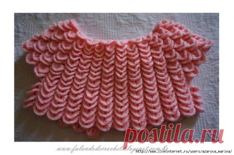 Вязаное детское болеро (узор ЧЕШУЙКИ)