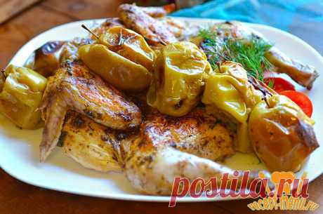 Курица с яблоками запеченная в духовке