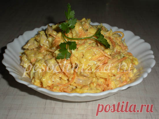 Салат из курицы, корейской моркови и апельсина | pesochnizza.ru Этот рецепт для тех, кто любит пикантные салаты, сочетание мяса и фруктов. Вкус очень интересный...