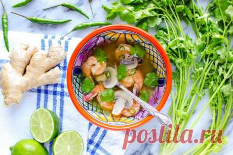 Острый тайский суп с креветками (Tom Yum) - Вкусные простые рецепты с фото пошагово на каждый день! IdealRecept.com