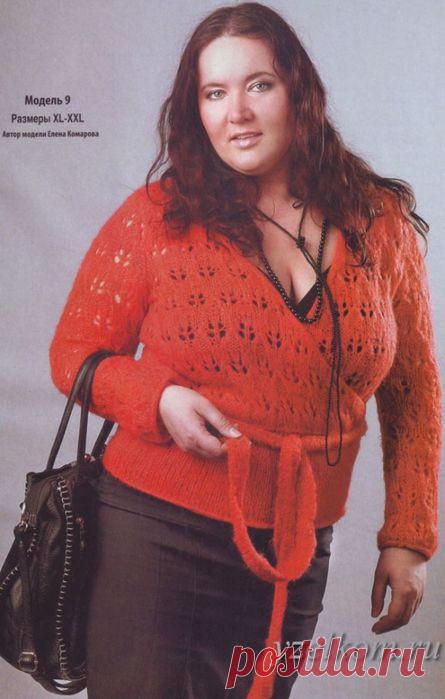 Ажурный пуловер для полных.
