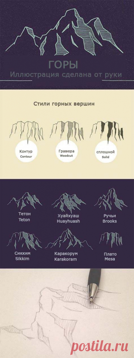 Рисуем горы.