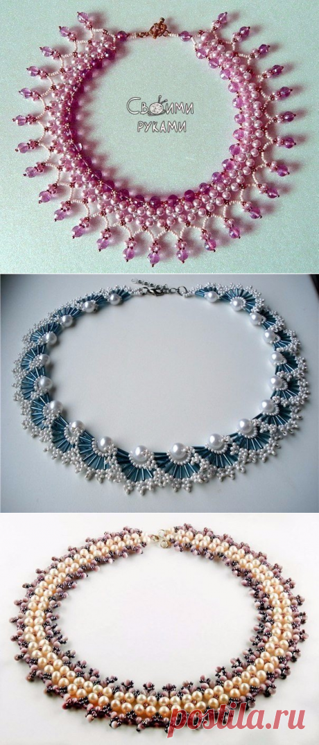 Ожерелья из бисера и бусин. Схемы плетения.
