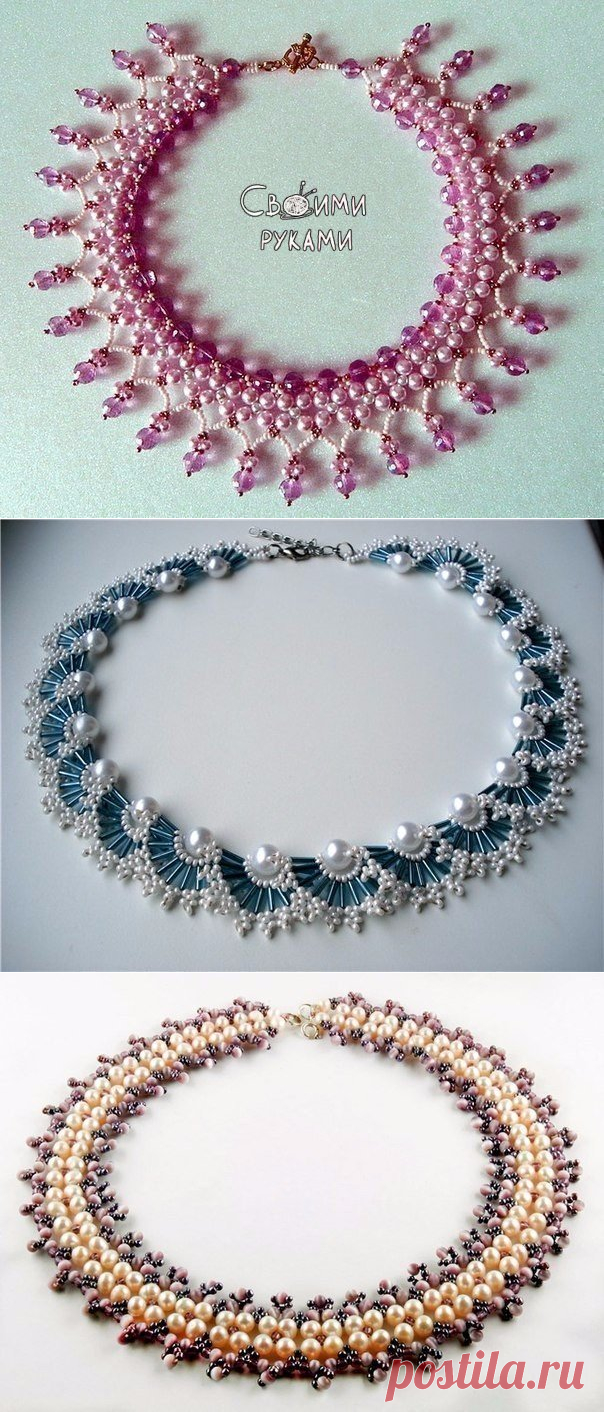 Ожерелья из бисера и бусин. Схемы плетения.