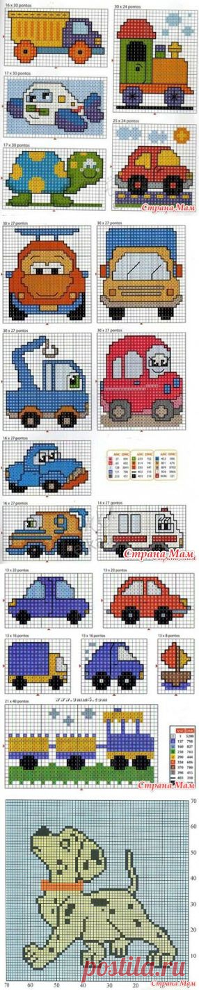 Узоры вышивки на вязаном полотне (детские)