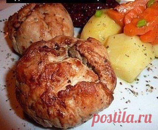 Коллекция Рецептов /  Курица с грибами или куриные бомбочки.