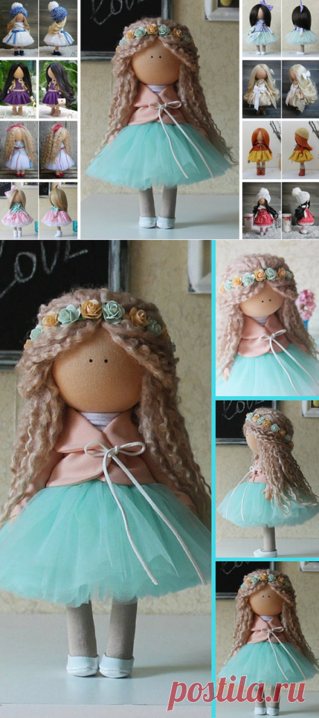 Blonde green doll Love doll Handmade doll Collectable doll