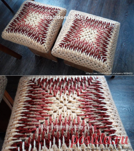 Бабушкин квадрат крючком по-новому. Вяжем красочные чехлы для табуретов, пледы, подушки, коврики