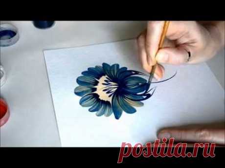 урок Петриковской росписи. поэтапно цветок (Petrikovka Ukraine)