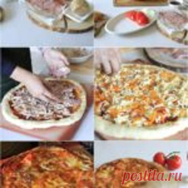 Супермясная пицца с соусом барбекю. - Мир кулинарии - медиаплатформа МирТесен Ингредиенты: Свинина отварная – 200 г Бекон – 150 г Помидоры – 2 шт. Лук репчатый – 0,5 шт. Лук зеленый – 1 пучок Петрушка по вкусу Соус барбекю – 300 г Тесто дрожжевое для пиццы – 500 г Чеддер – 100 г Моцарелла – 100 г. Рецепт: 1. Почистите и нарежьте тонкими кольцами лук. 2. Нарежьте помидоры. 3.