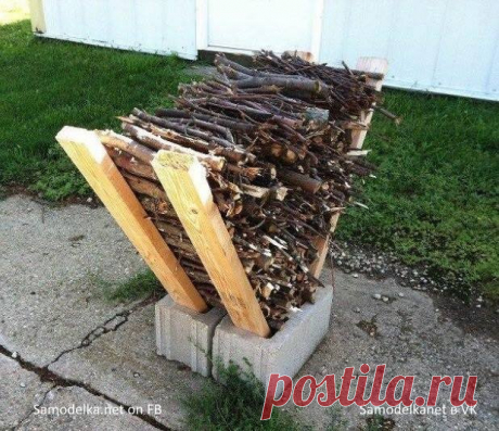 Быстрая идея для складирования вечно рассыпающихся мелких дров