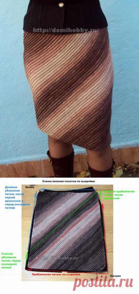 Вязание юбки спицами по косой