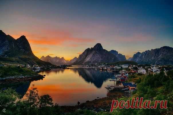 Рыбацкая деревушка Рейне на закате, Норвегия / Богатая добыча
