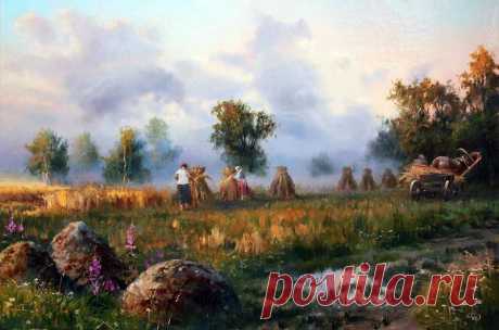 луг.околица.домишко. худ.Василий Жданов.