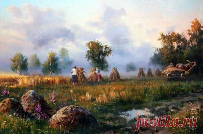 луг.околица.домишко. худ.Василий Жданов.