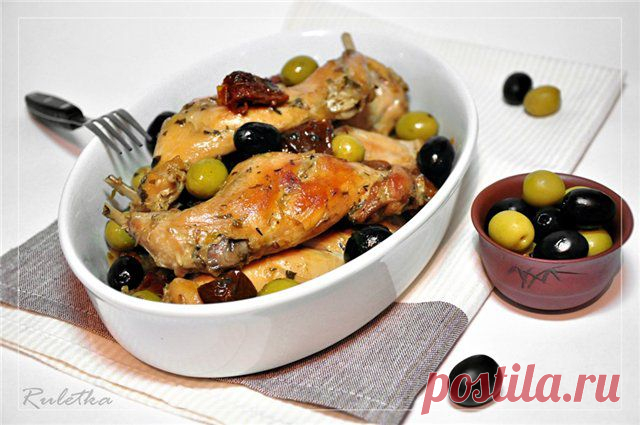 Кролик с оливками и маслинами.