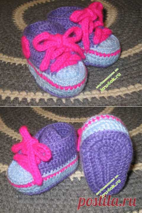 Вязаные крючком пинетки для мальчика - вязание крючком на kru4ok.ru