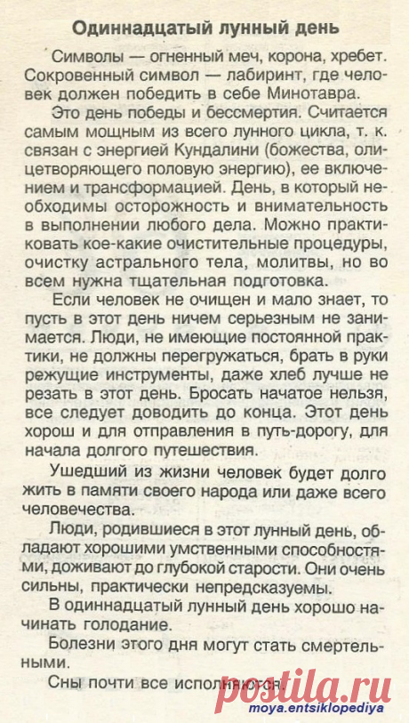 11 лунный день