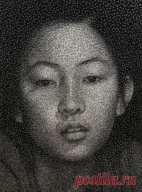 Японская художница Куми Ямашито создаёт картины при помощи... ниток и гвоздей. (Фото + видео) &amp;nbsp; КреатиFF. l; Рай77