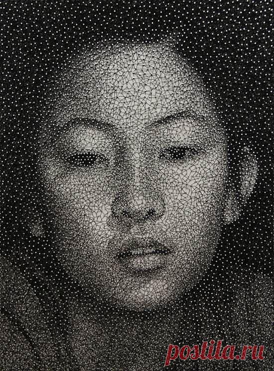 Японская художница Куми Ямашито создаёт картины при помощи... ниток и гвоздей. (Фото + видео) &nbsp; КреатиFF. l; Рай77