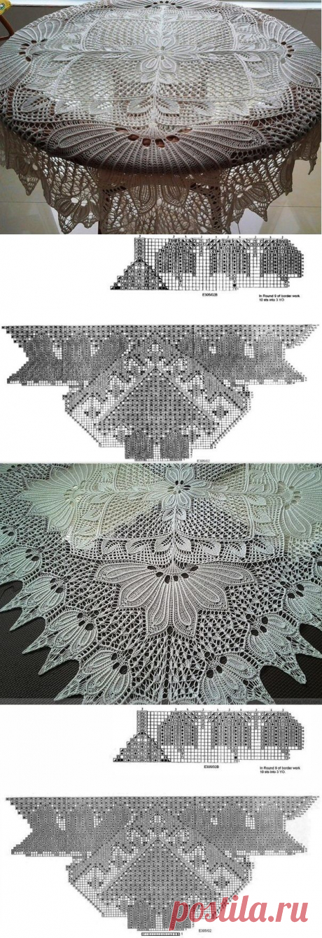 Вязаная спицами скатерть | Лаборатория домашнего хозяйства