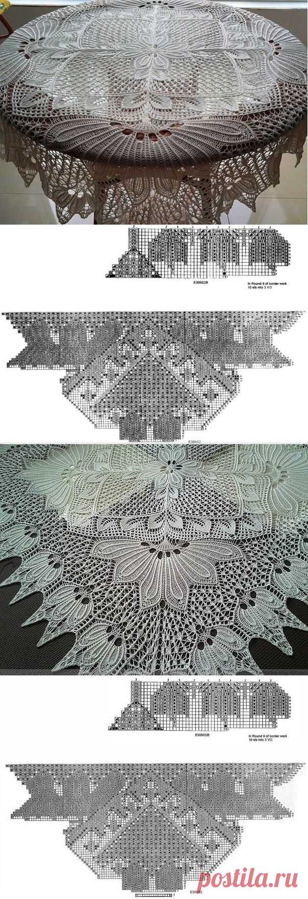 Вязаная спицами скатерть | Лаборатория домашнего хозяйства