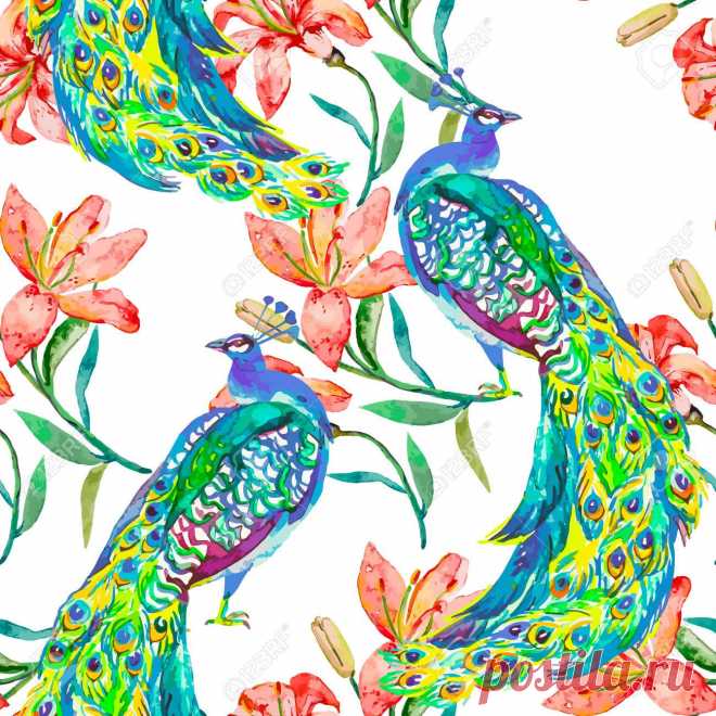 Patrón De Moda Y De Calidad. Pintura Hecha A Mano De La Acuarela. Ilustraciones Vectoriales, Clip Art Vectorizado Libre De Derechos. Image 51852563.