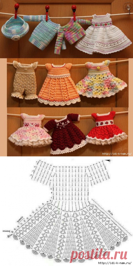 вязаное платье для куклы