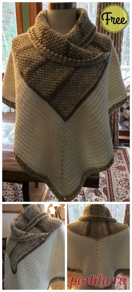 White Russian Poncho Free Crochet Pattern