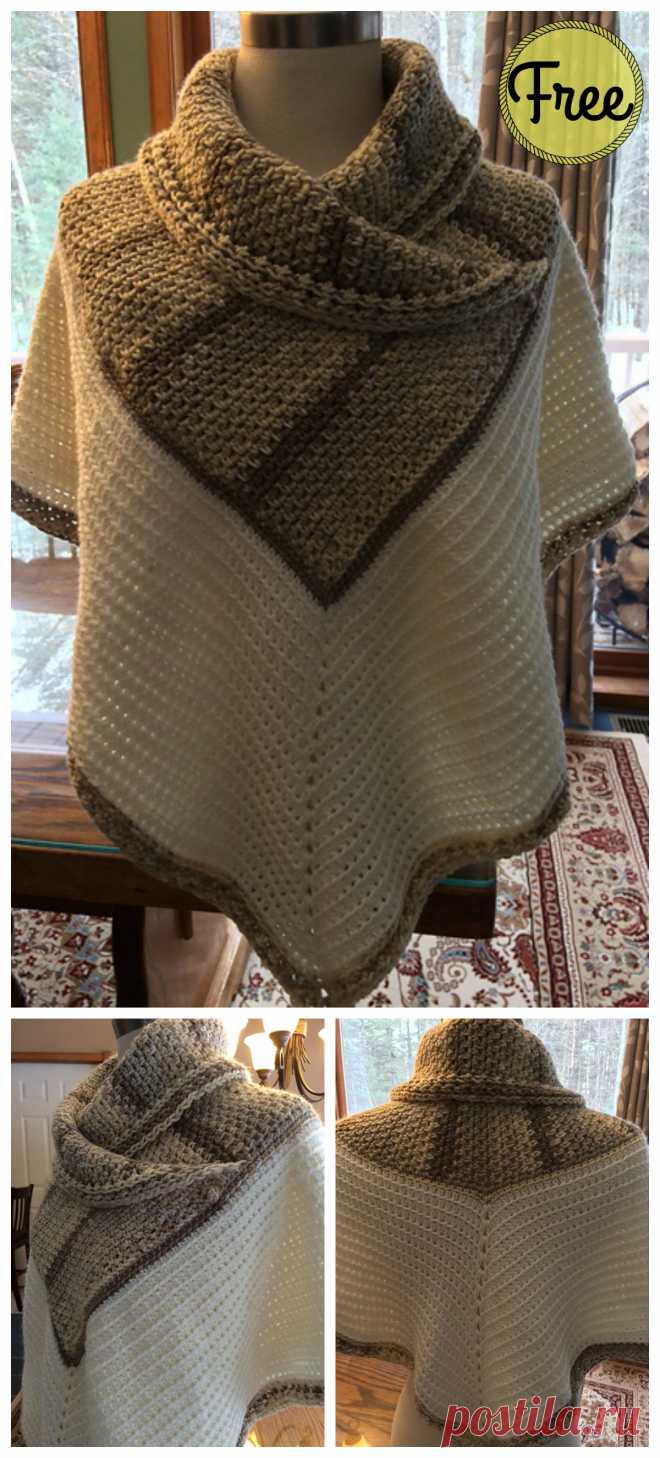 White Russian Poncho Free Crochet Pattern