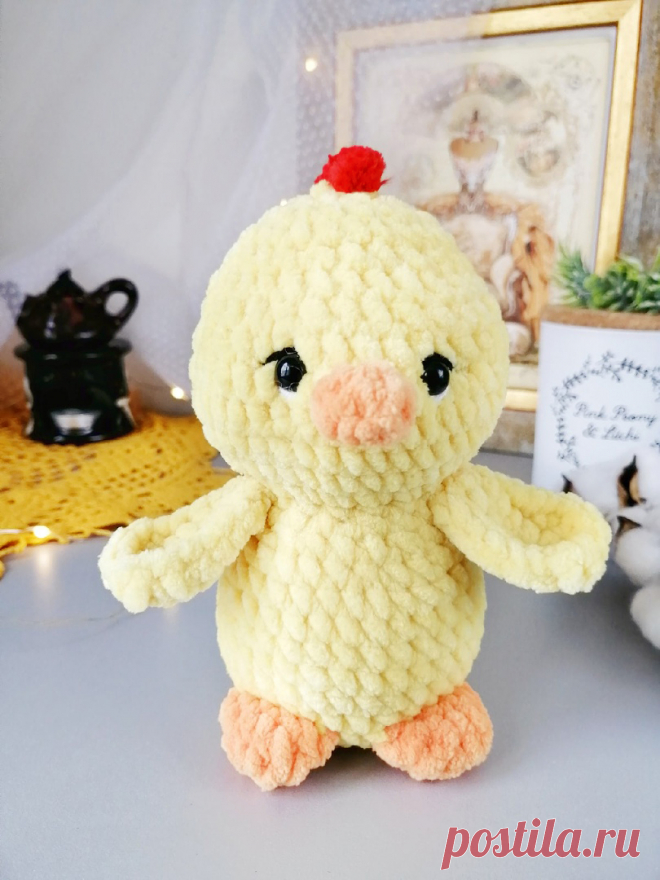 PDF Цыплёнок Пи крючком. FREE crochet pattern; Аmigurumi bird patterns. Амигуруми схемы и описания на русском. Вязаные игрушки и поделки своими руками #amimore - маленький цыпленок к Пасхе, плюшевые цыплята, пасхальный цыплёнок из плюшевой пряжи.