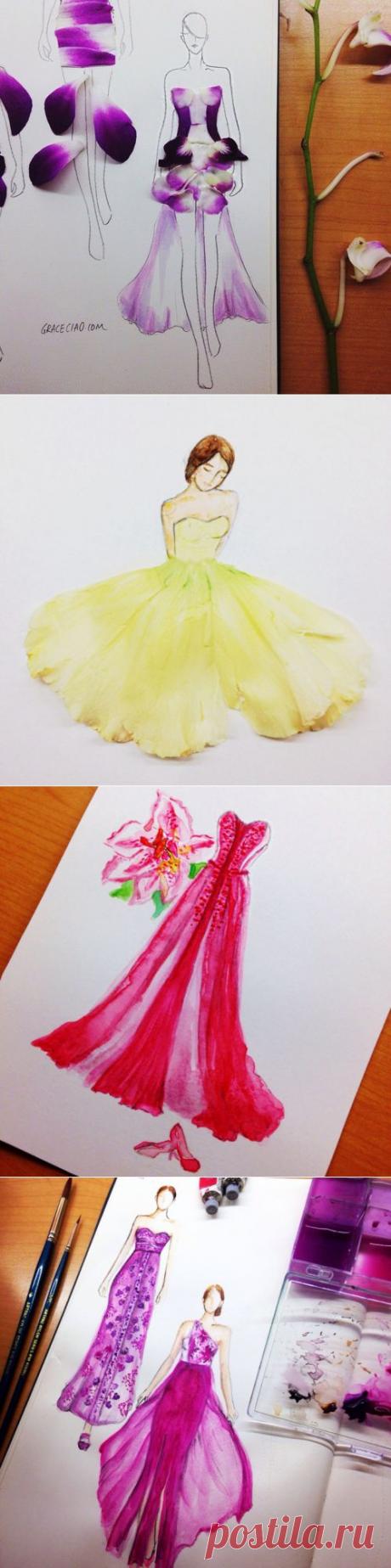 Цветочные модные эскизы (подборка) / Как стать дизайнером одежды /
