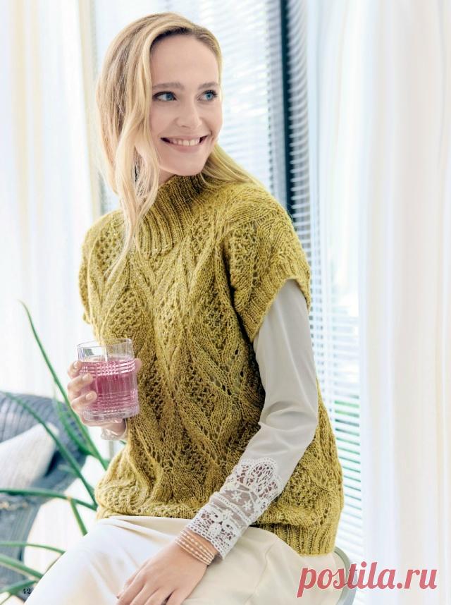 Пост на стене Роскошный жилет из объёмной мягкой пряжи с блестящим эффектом  Модель из журнала Sабрина112025
