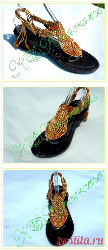 Macrame and Leather Sandals / Bohemian Sandals / от KateNikolova