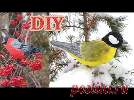 Птицы своими руками из фольги и ваты.Снегирь и синичка.DIY: как сделать новогодних птиц