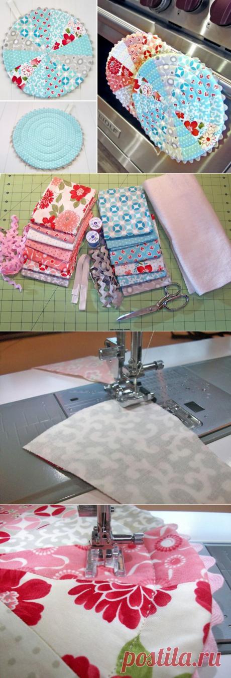 Очень красивые круглые прихватки из лоскутов.