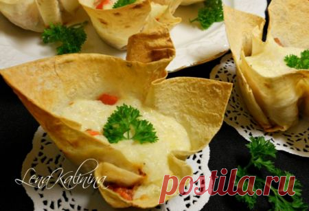 Корзиночки из лаваша с рисово-сырным кремом | Четыре вкуса